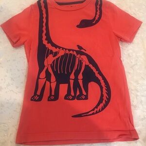 Mini Boden Kids' Coral Orange Dinosaur Graphic Tee NWOT
